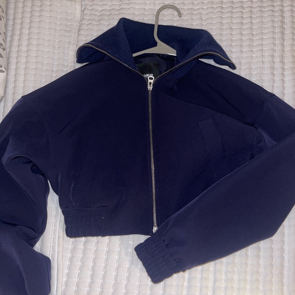 Navy Blue Cropped Jacket